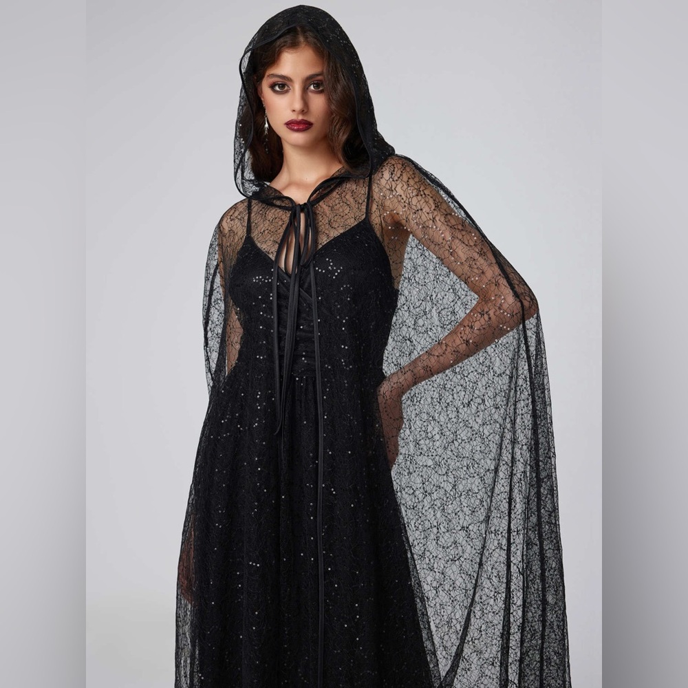 NWT- CIDER SEQUIN V-NECK LACE MAXI DRESS SIZE LARGE